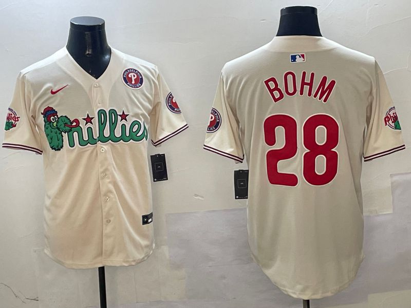 Men Philadelphia Phillies #28 Bohm Cream Three generations Joint Name Game 2025 Nike MLB Jersey style 5->philadelphia phillies->MLB Jersey